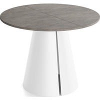ESSTISCH Lamio runder ausziehbarer, Beton-Optik Dunkelgrau 120-200/120/76 cm - Dunkelgrau/Weiß, Holzwerkstoff/Metall (120/196/76cm) - WFL GROUP