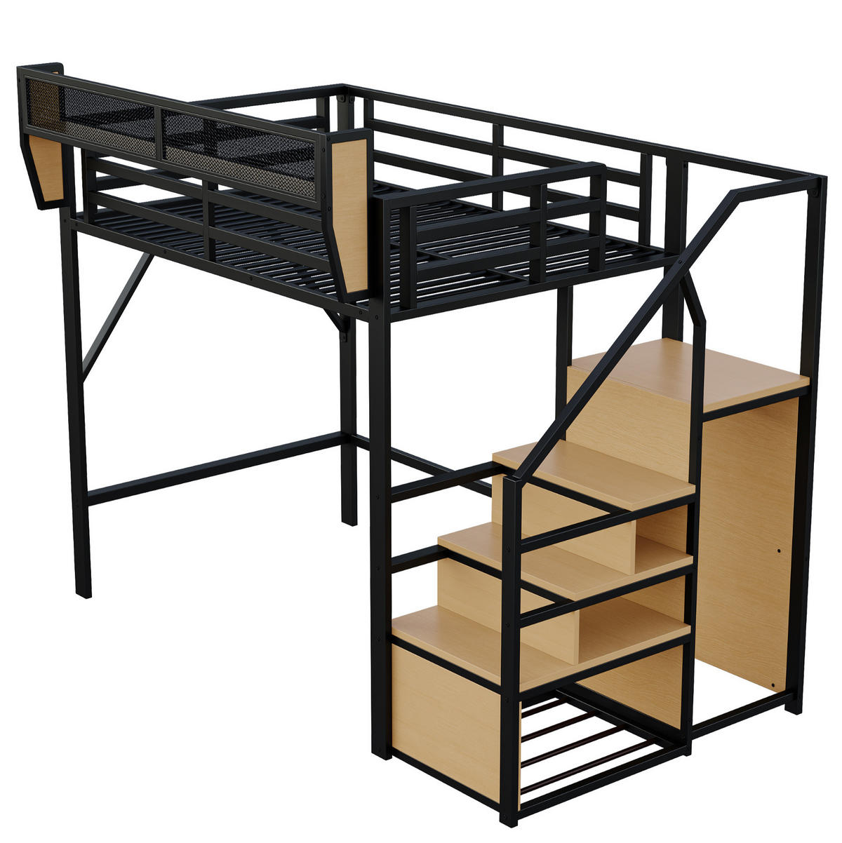 HOCHBETT 140/200 cm aus Metall mit flexiblem Ablagefach Schwarz - Schwarz, Metall (140/200cm) - Modenvie