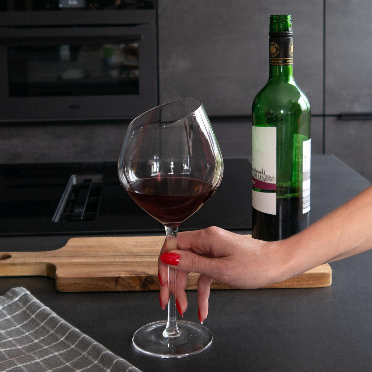 WEIN GLAS SET moderne Kante 470 ml (4er-Set) - Transparent, Glas (0.47L) - Intirilife
