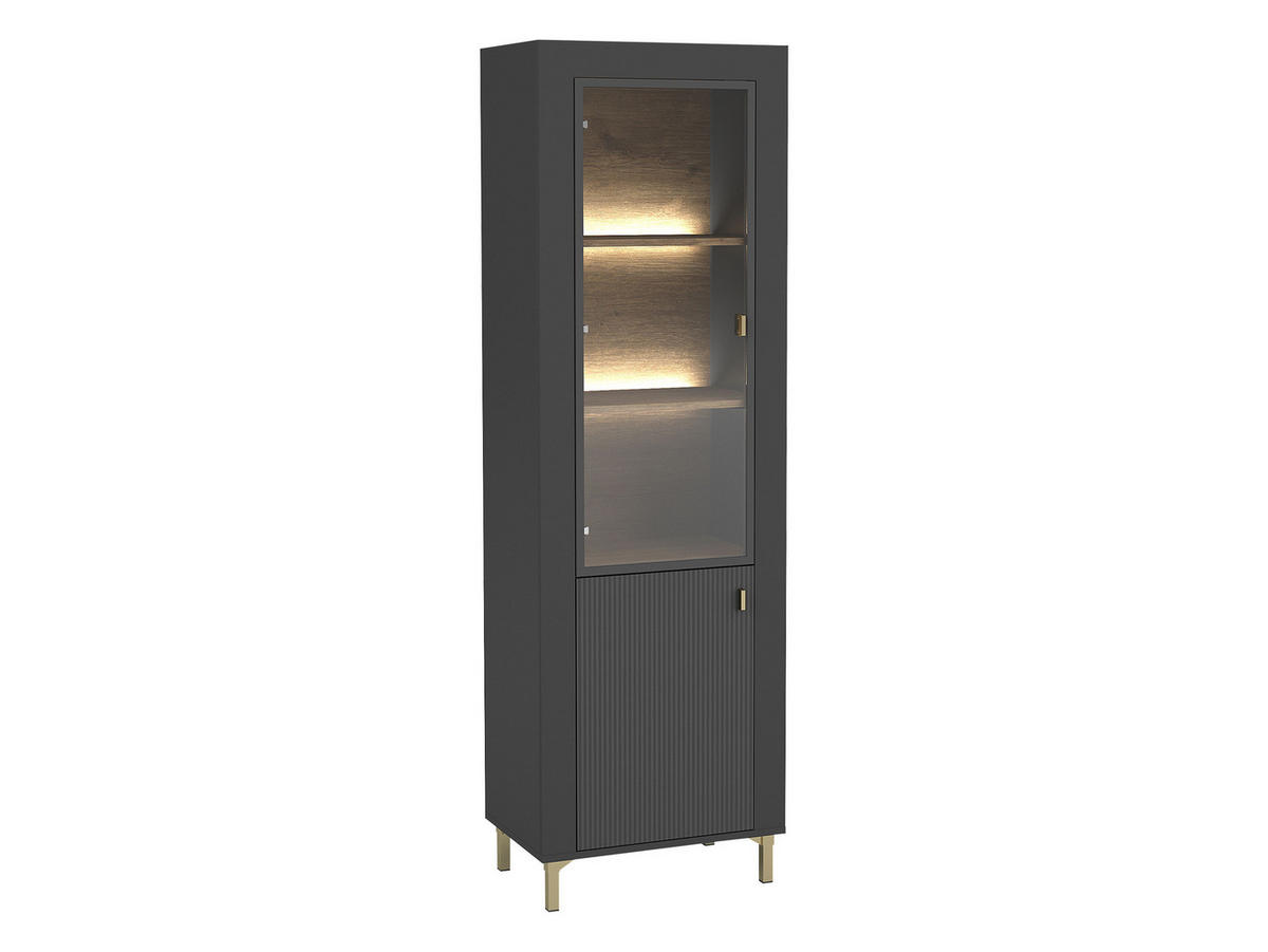 VITRINE Mossa MO03 mit LED Beleuchtung - Goldfarben/Schwarz, Holzwerkstoff/Kunststoff (60/194/40cm) - MIRJAN24