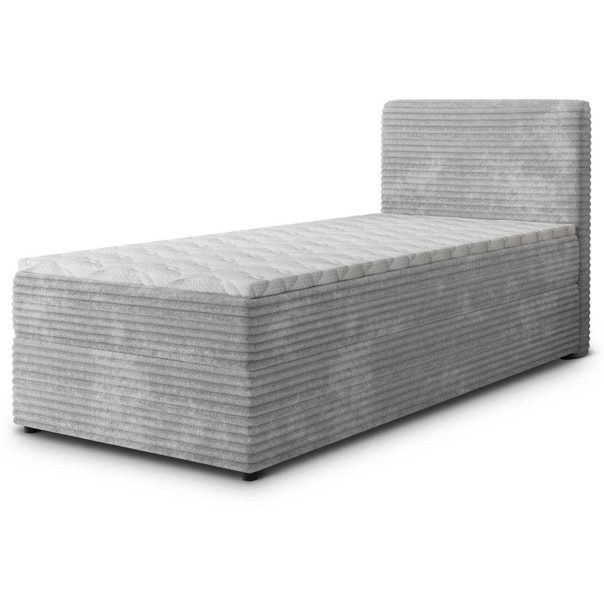 BOXBETT PISA 90 90x200 cm mit Matratze und Topper, H2+H3 - Hellgrau - Hellgrau, Holz (90/200cm) - MASSENO