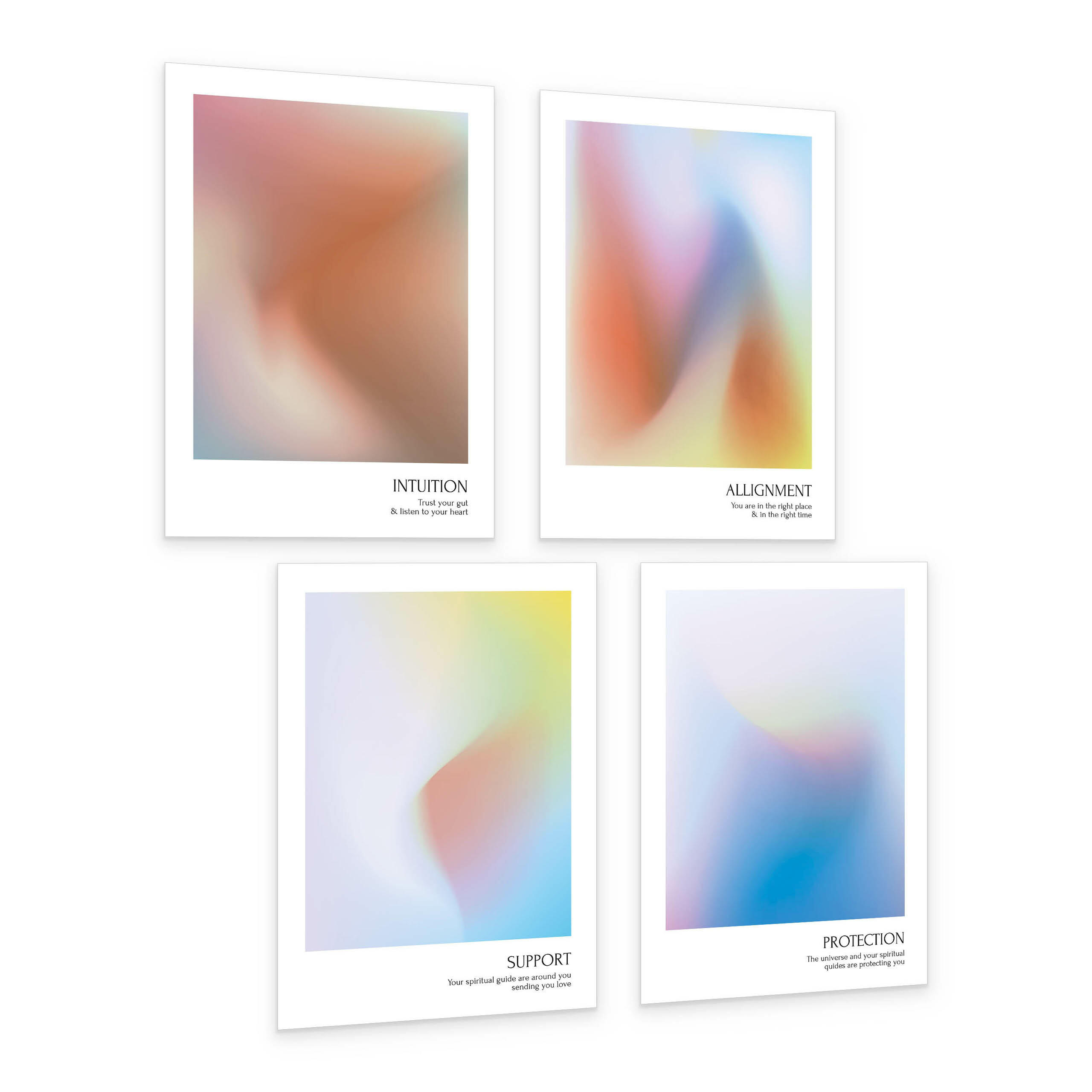 POSTER SET Aura Affirmationen Zitate Intuition Schutz 4x Poster A4 21x30cm - Multicolor, Papier (21/30/30cm) - Muralo