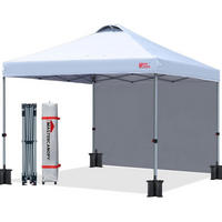 FALTPAVILLON 3 x 3 m mit Seitenwand Weiß - Weiß, Textil (304.8/266.7/304.8cm)