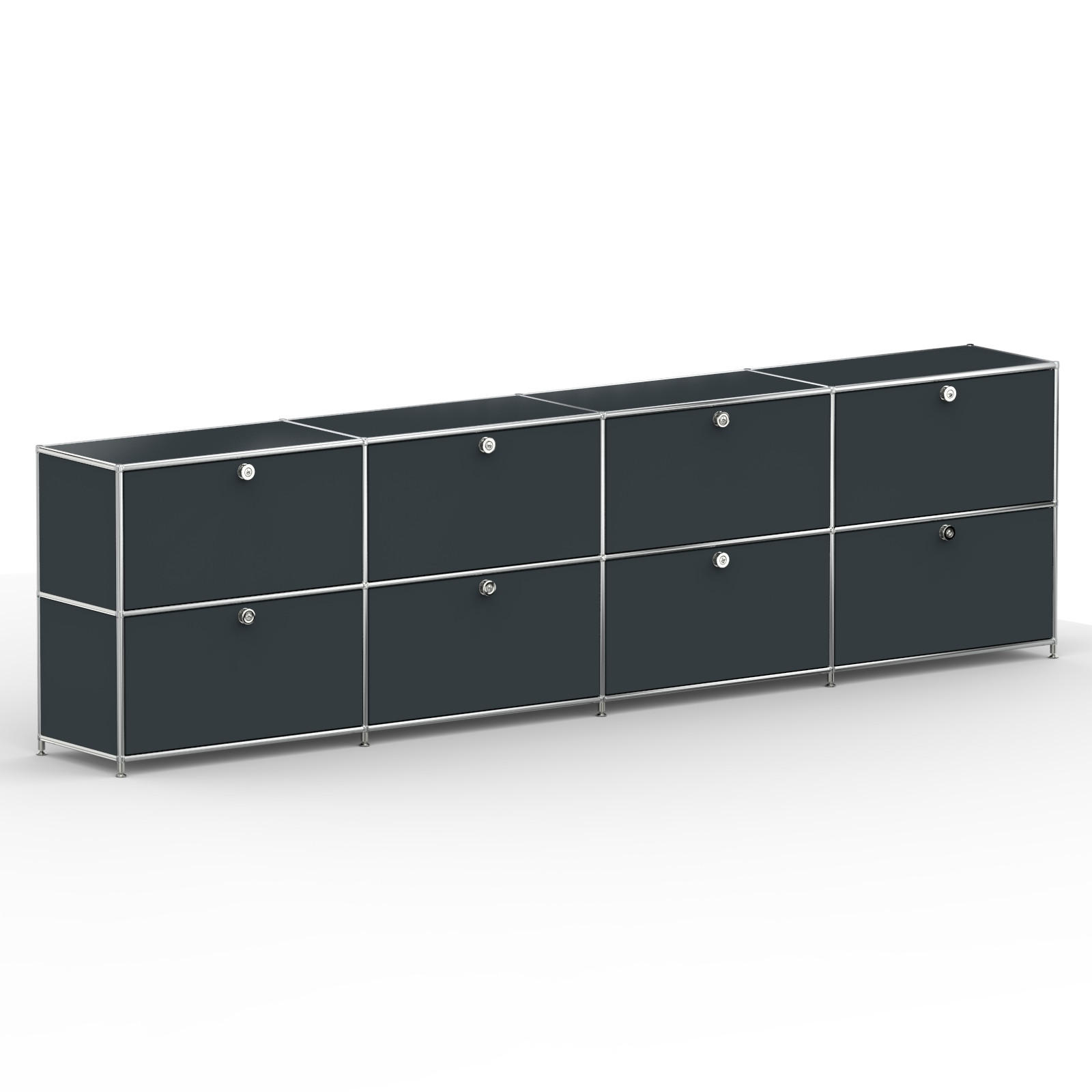 AKTENSCHRANK, 8 Klappen & Schloss, Breite 302 cm, Anthrazitgrau - Chromfarben/Silberfarben, Metall (40/80.5/302.2cm) - Versee