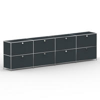 AKTENSCHRANK, 8 Schubladen & Schloss, Breite 302 cm, Anthrazitgrau - Chromfarben/Silberfarben, Metall (40/80.5/302.2cm) - Versee