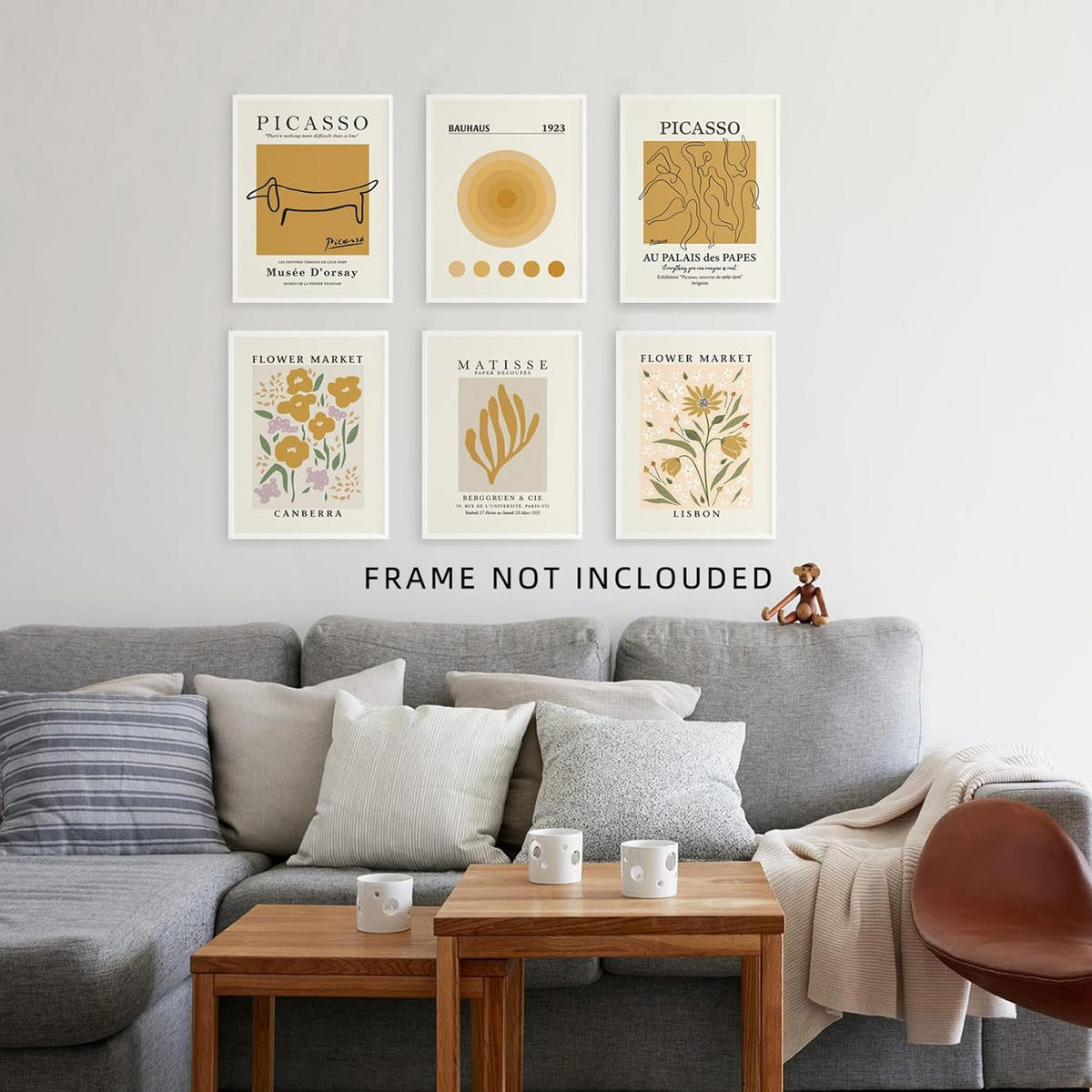 WANDDEKO Abstrakt 20x30cm 6-teilig Picasso Matisse，rahmenlos - Orange, Textil (30/1cm) - Authentics