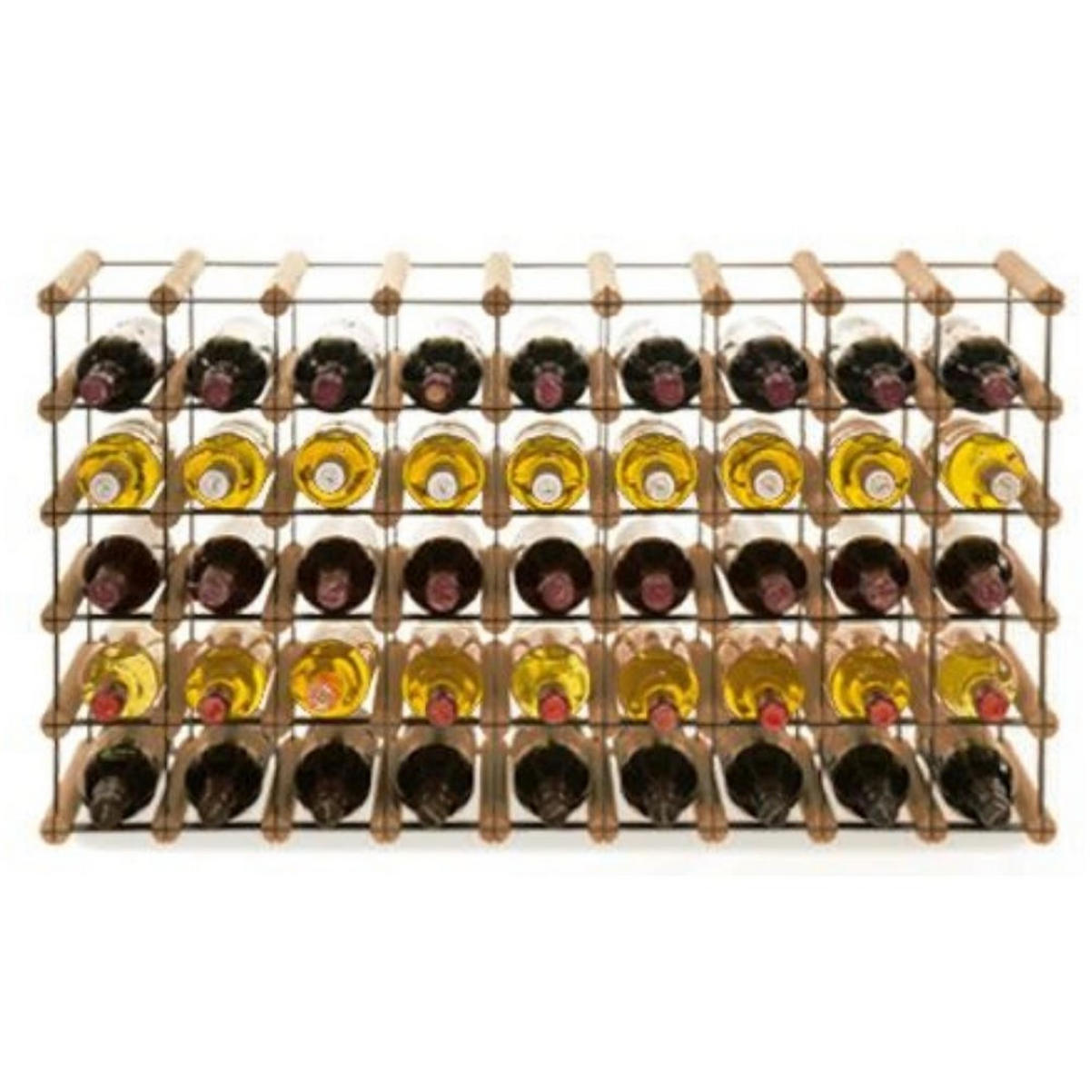 WEINREGAL Vinotega Mod Metal 52,5x92,5x24,5 cm 9x5 Flaschen Massives Kiefernholz Braun Geölt - Braun, Holz (92.5/52.5/24.5cm) - PROREGAL