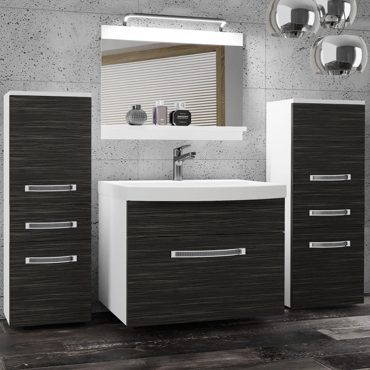 BADMÖBEL Badezimmer Königliches Ebenholz Matt - Braun, Holz (140/81/40cm) - B BELINI GROUP