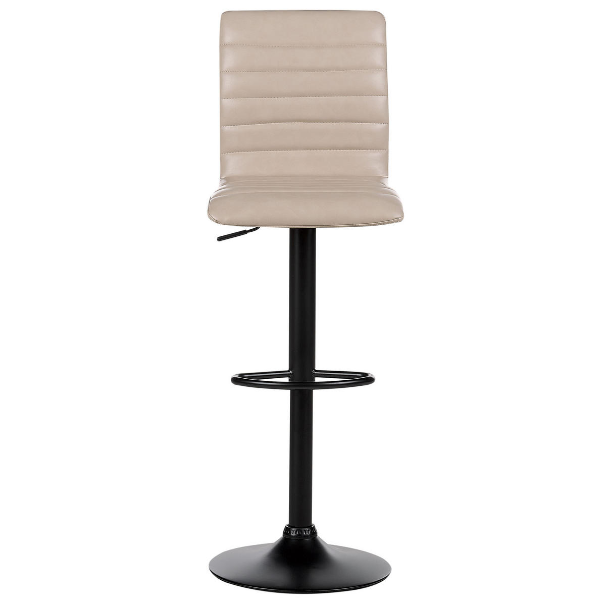 BARHOCKER 2er-Set Kunstleder hellbeige/schwarz höhenverstellbar Lucerne - Beige/Schwarz, Kunststoff (39/49cm) - Beliani