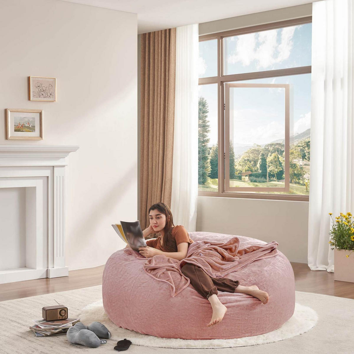SITZSACKSOFA Pink - Pink, Kunststoff (150/60/150cm) - Beauniv