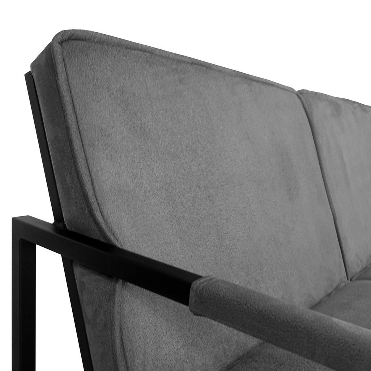 3-SITZER SOFA - Strukturstoff - Grau, Textil/Metall (185/74/82cm) - home24