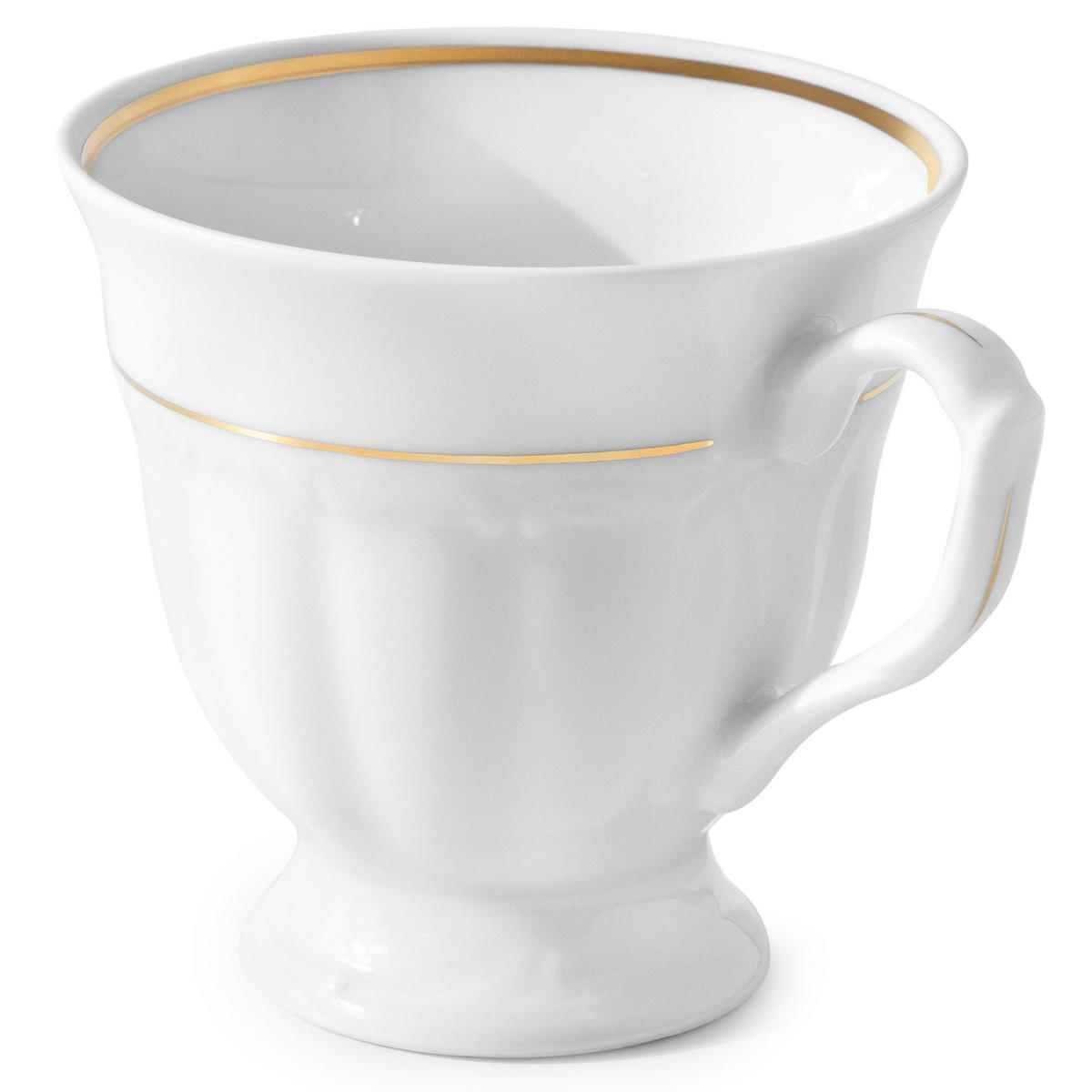 TASSEN-SET TASSE mit Untertasse Chodziez MARIA TERESA 6-tlg Porzellan mit Goldrand, Weiß / Gold - Goldfarben/Weiß, Keramik (0.25L) - KONSIMO®
