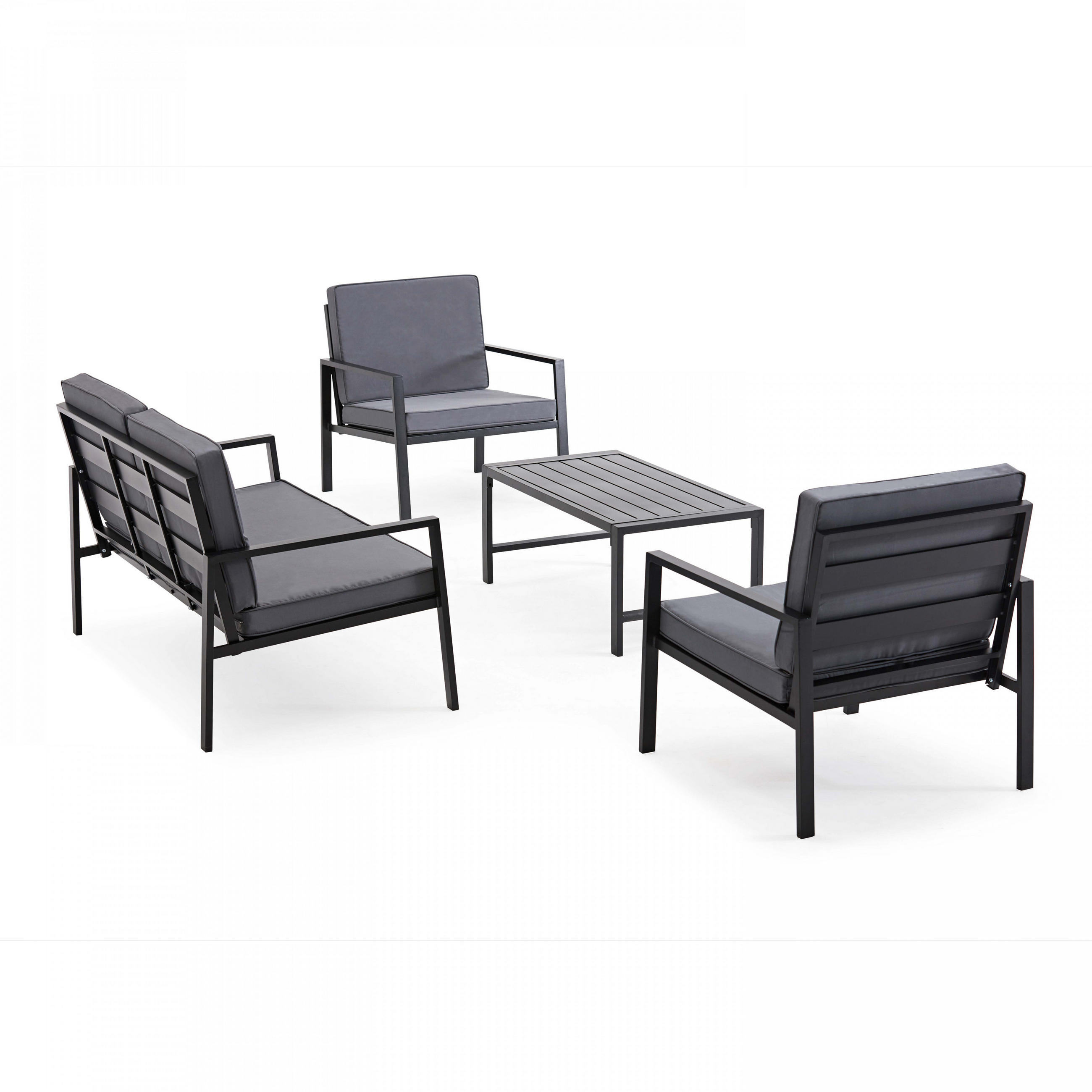 GARTENSET 4-tlg., Grau - Grau, Metall - Oviala