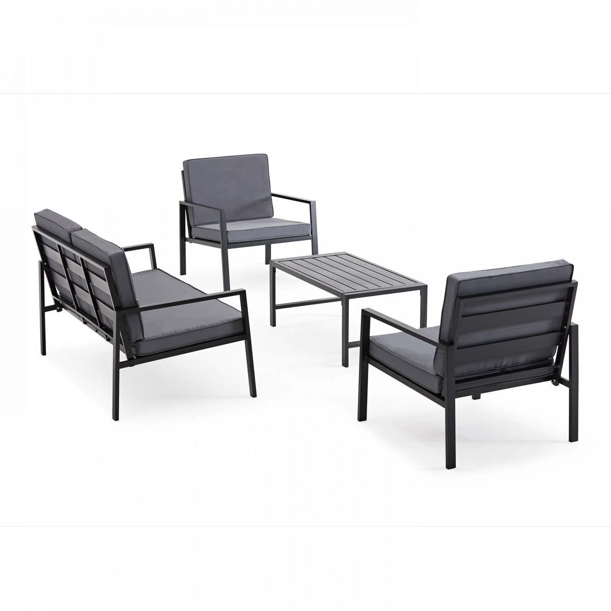 GARTENSET 4-tlg., Grau - Grau, Metall - Oviala