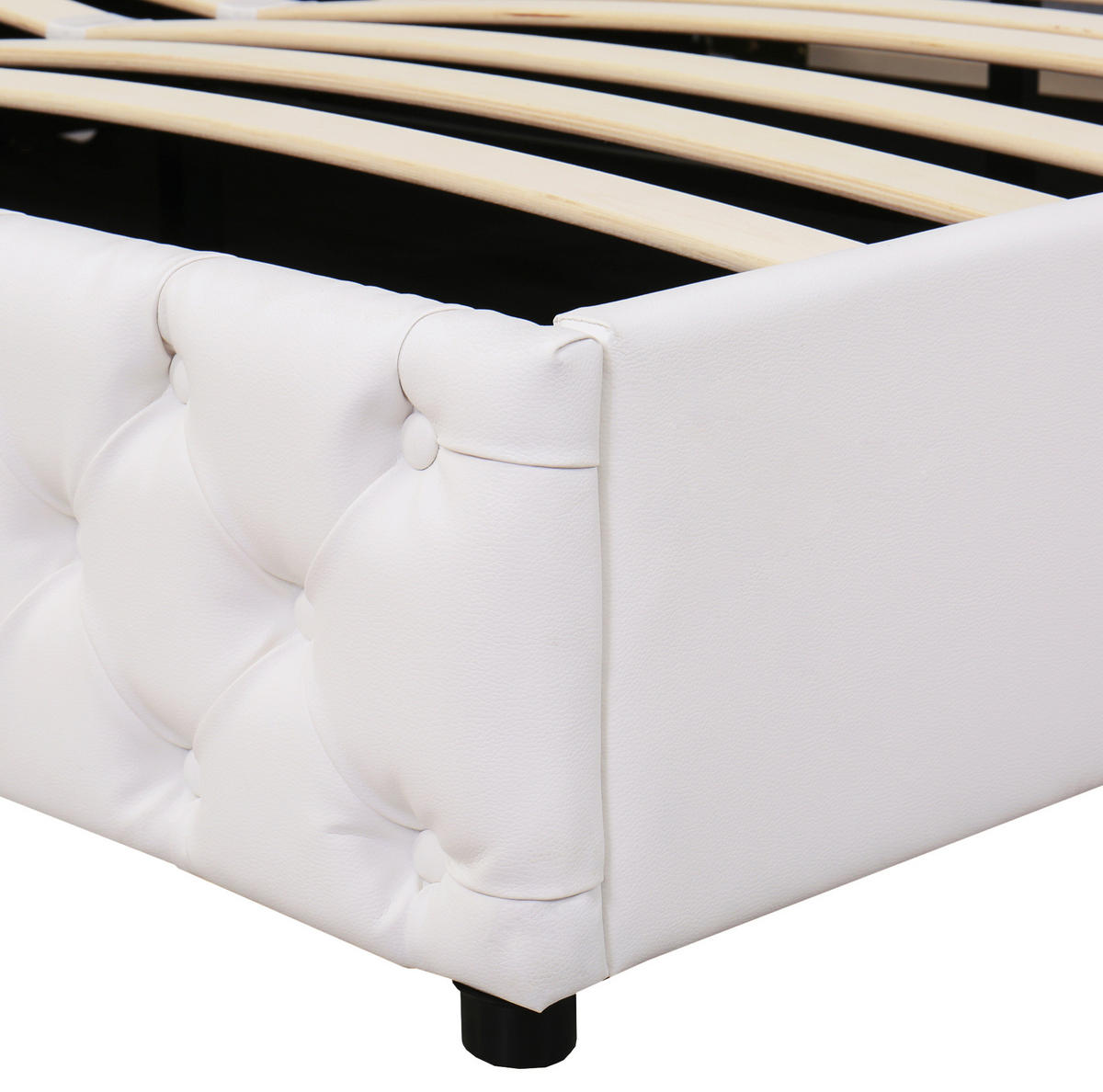 POLSTERBETT mit Bettkasten und LED 180x200 cm PU Weiß - Weiß, Metall (180/200cm) - Meubliv