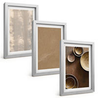 BILDER SET 3er Set - 20x30 cm Silberner Rahmen - Minimalistische Texturstrukturen - Silberfarben, Kunststoff (20/30cm) - TULUP