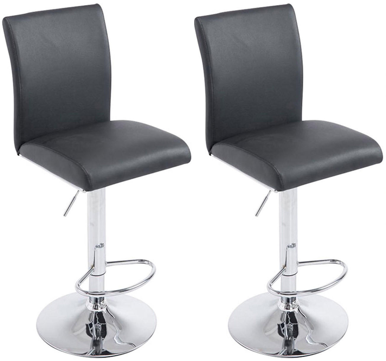 BARHOCKER 2er Set Lederlook schwarz - Chromfarben/Schwarz, Textil/Metall (38.5/94.5/47cm) - CLP