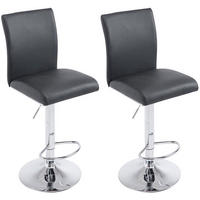 BARHOCKER 2er Set Lederlook schwarz - Chromfarben/Schwarz, Textil/Metall (38.5/94.5/47cm) - CLP