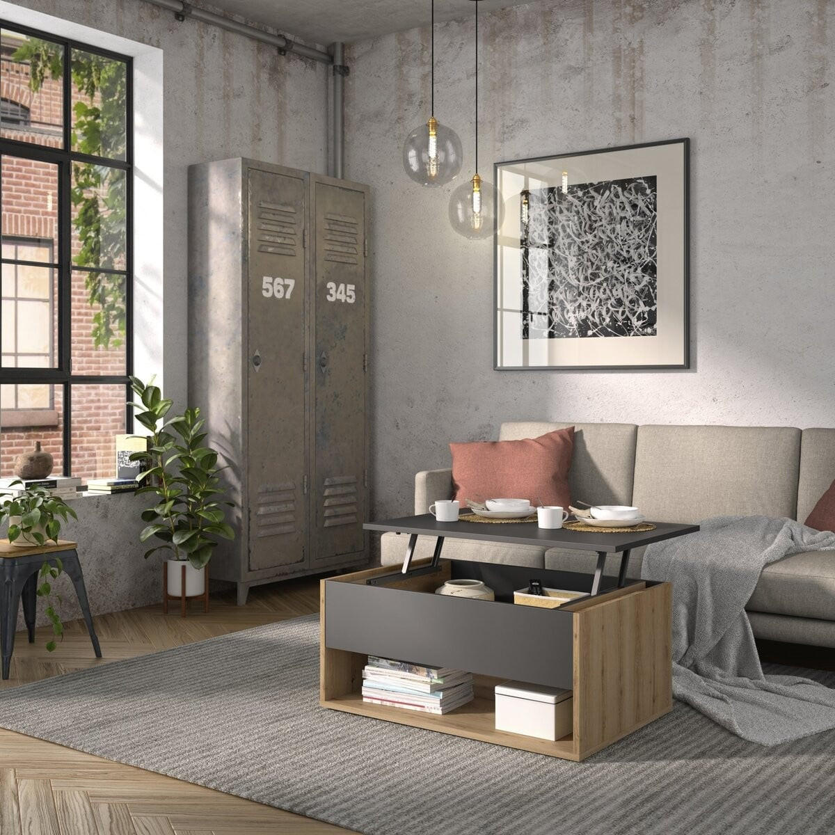 COUCHTISCH H44 cm - URBAN - Eschefarben, Holzwerkstoff (98/60/44cm) - Calicosy