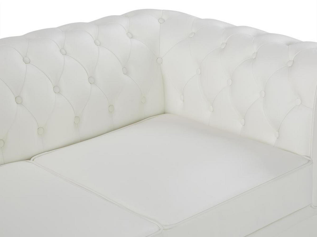 LEDERSOFA 2-Sitzer - Büffelleder - Weiß - CHESTERFIELD - Weiß, Leder (88/72/165cm) - Vente-Unique