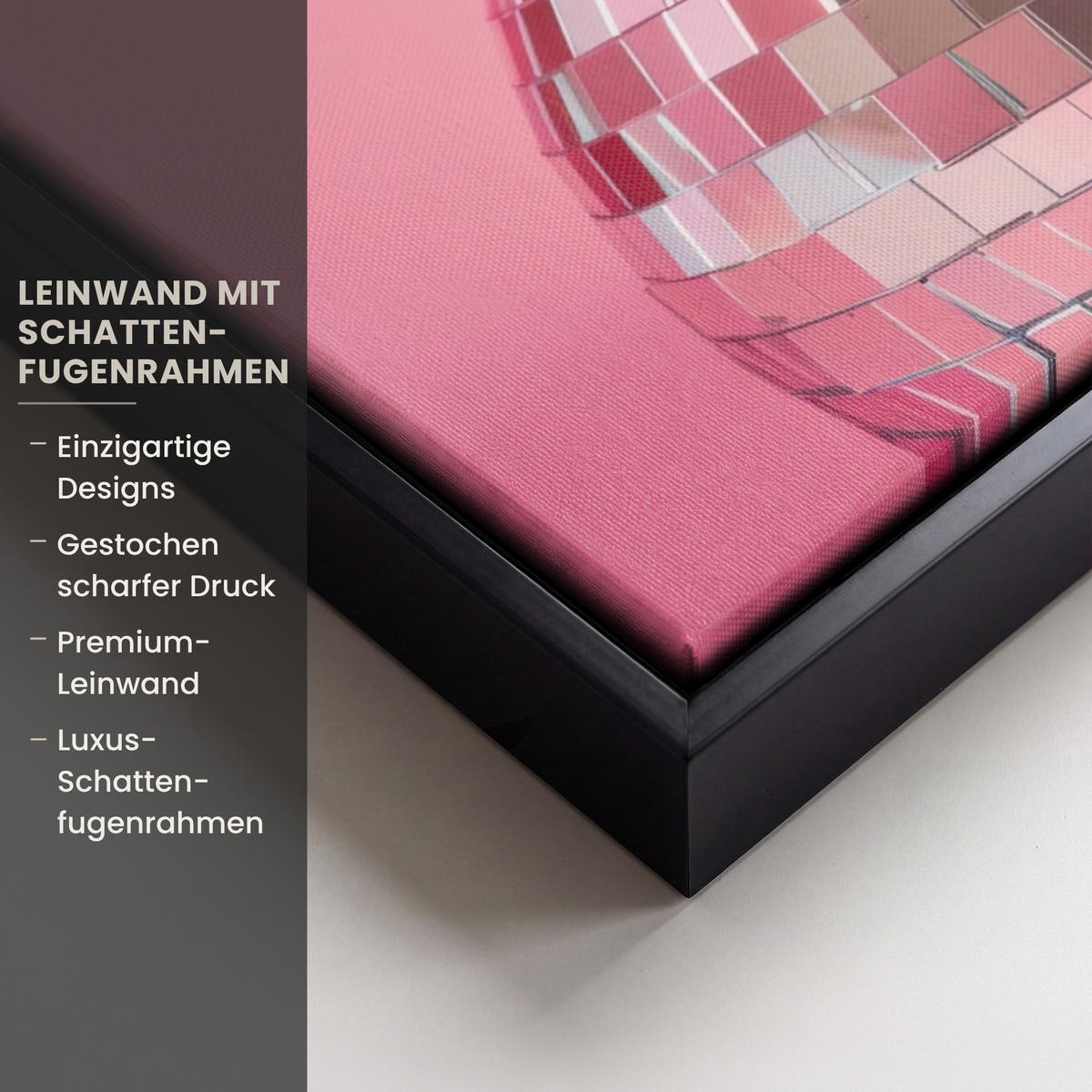 LEINWAND Bilder mit Rahmen - Schleife - Discoball - Kaninchen - 70x100 - Pink, Textil (70/100cm) - MuchoWow