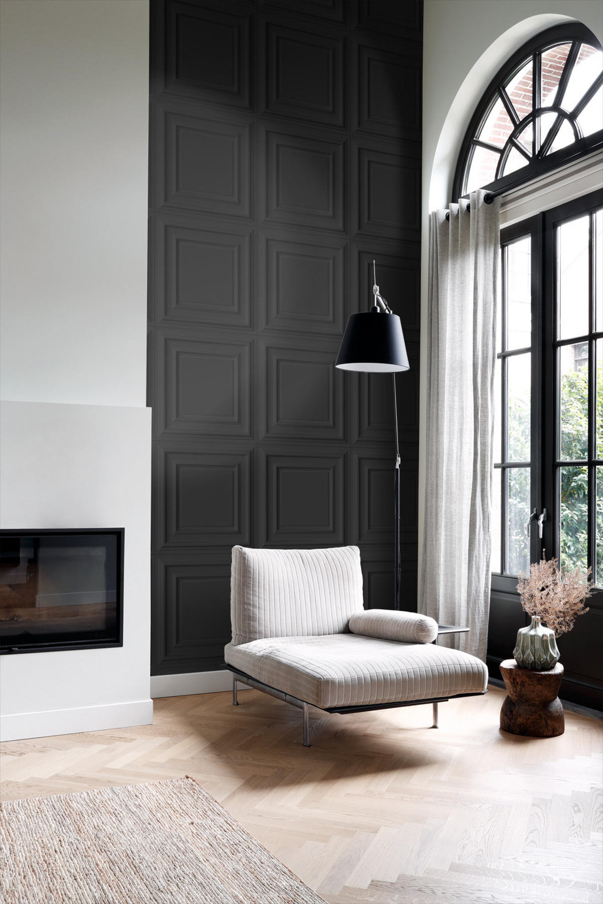TAPETE Holzwandverkleidung 53 cm x 10.05 m - Schwarz, Papier (53/1000cm) - Origin Wallcoverings