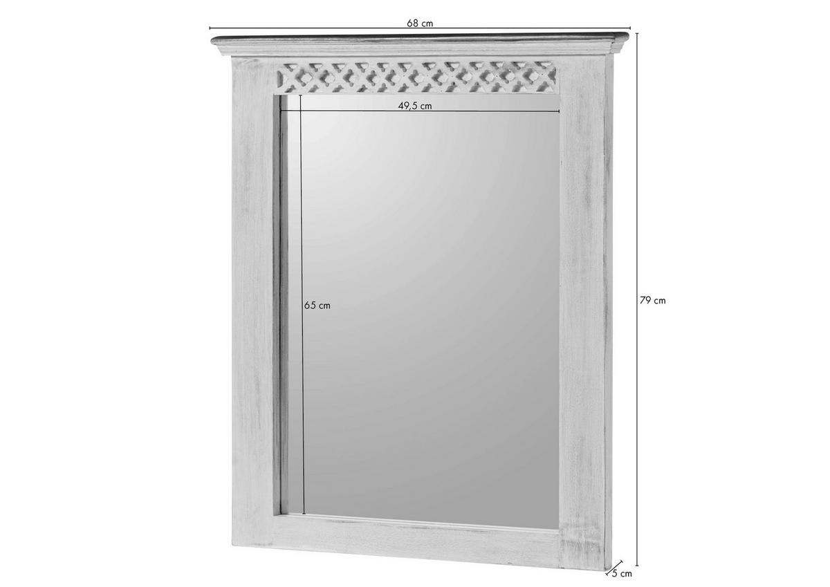 WANDSPIEGEL Mango / Akazie 68x5x79 weiß gewachst CASTLE-ANTIK #114 - Weiß, Holz (68/79/5cm) - Massivmoebel24