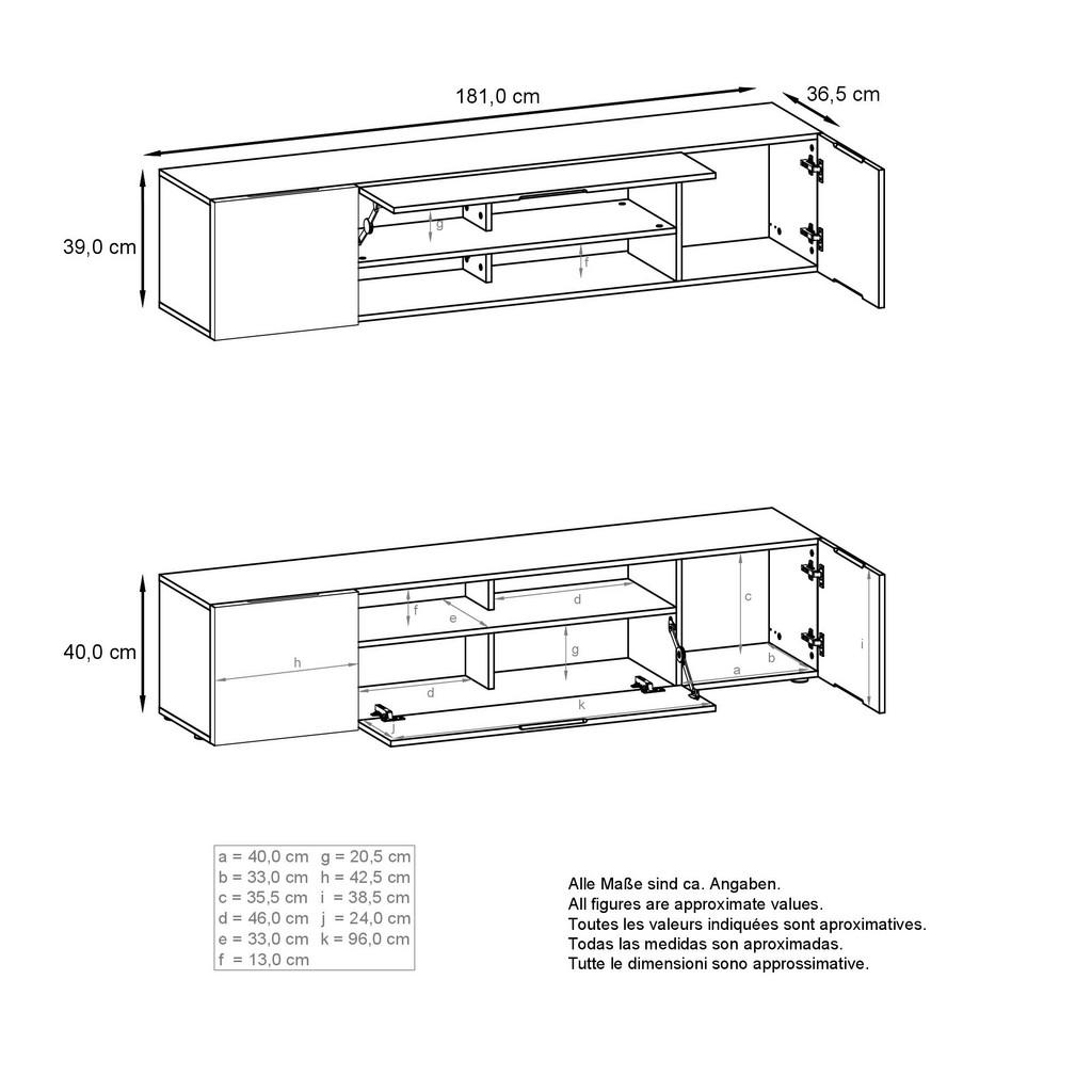 Thumbnail - Vladon Wohnwand, Anthrazit, Holzwerkstoff, 181x147x39 cm, Wohnzimmer, Wohnwände, Anbauwände