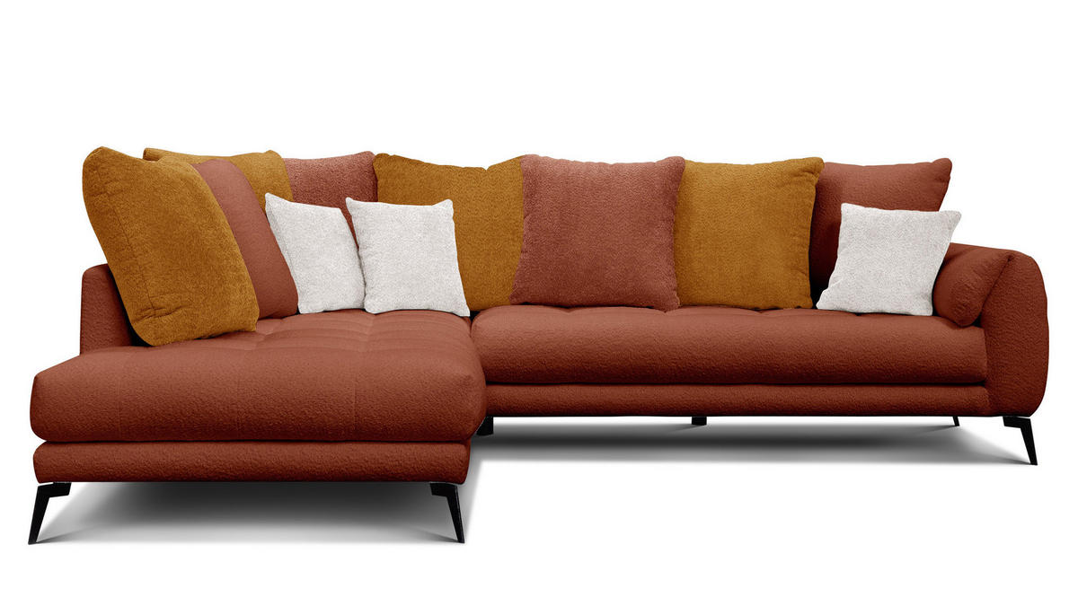 ECKSOFA CALME 5-Sitzer, dunkelorange und écru - Dunkelorange, Holz/Textil (294/229cm) - Courtois Laville