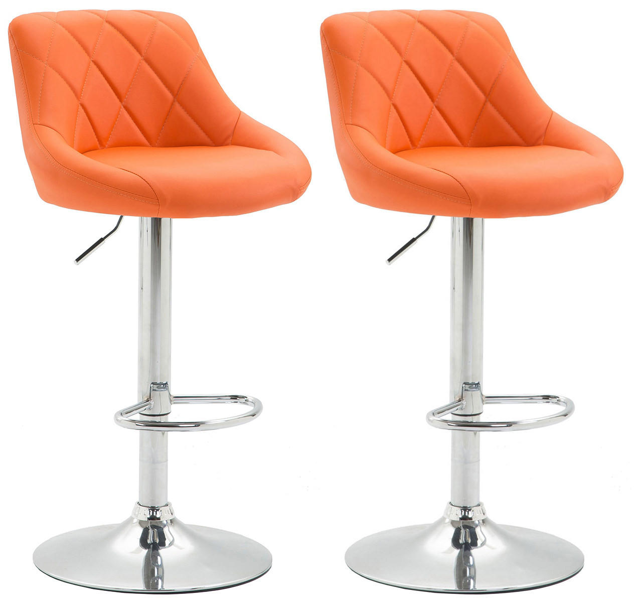 BARHOCKER 2er Set Lederlook orange - Chromfarben/Orange, Textil/Metall (46/83/49cm) - CLP