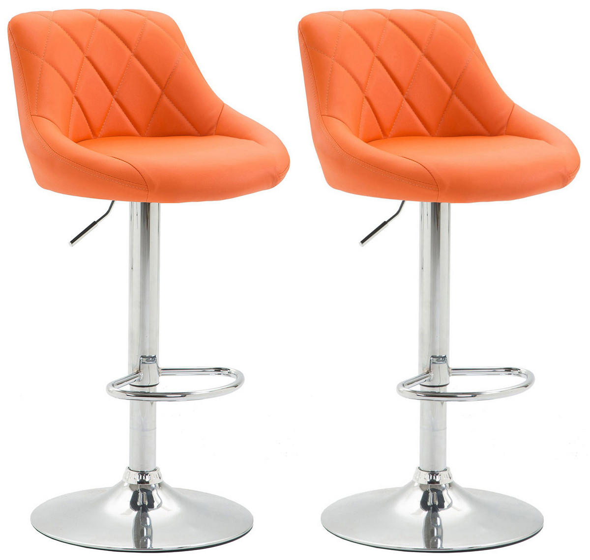 BARHOCKER 2er Set Lederlook orange - Chromfarben/Orange, Textil/Metall (46/83/49cm) - CLP
