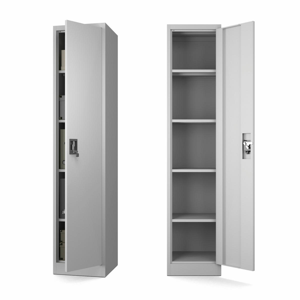 AKTENSCHRANK mit 4 Einlegeböden Hellgrau Stahl 40x185x45cm - Hellgrau, Metall (40/185/45cm) - Muralo