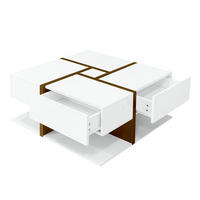 COUCHTISCH 78/78/34,8 cm in Weiß mit Hochglanzoberfläche und 4 Schubladen - Weiß, Holzwerkstoff (78/78/34.8cm) - Flora Grace
