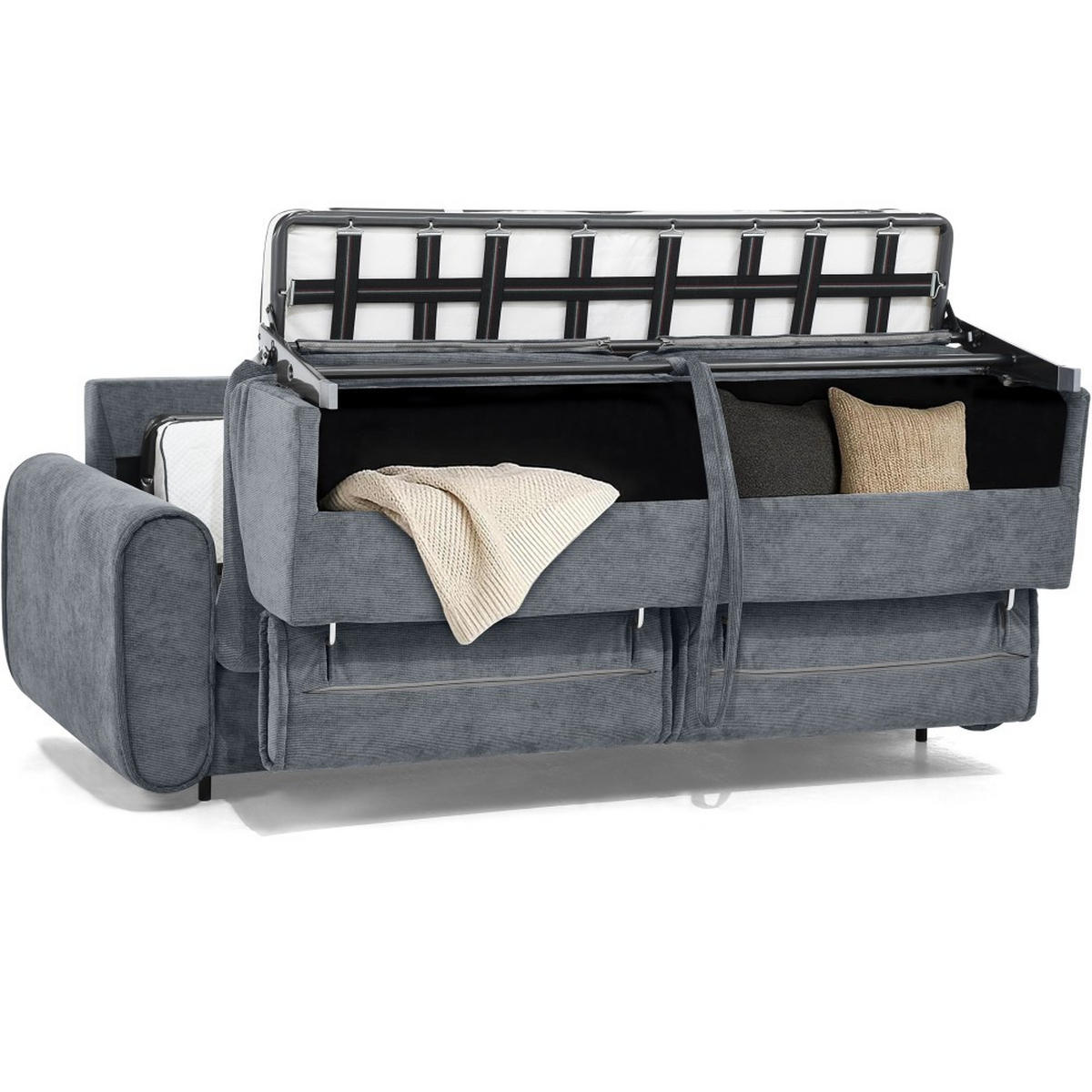 SCHLAFSOFA Pavarti mit italienischem Gestell, 160x195, Dunkelgrau - Dunkelgrau/Schwarz, Holzwerkstoff/Textil (214/88/100cm) - Beautysofa