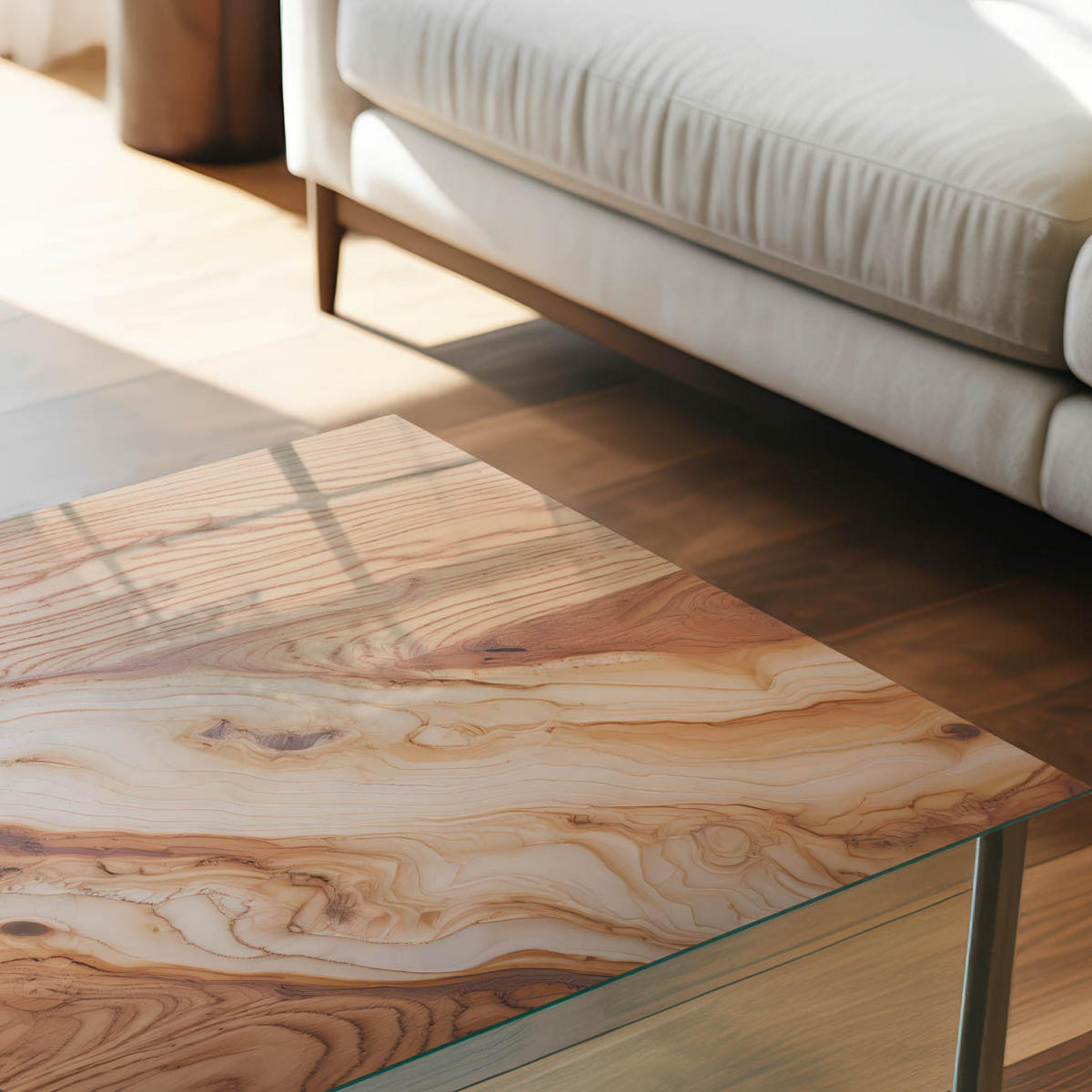 TISCHPLATTE 50x50 cm – Holzringe - Braun, Glas (0.4/50/50cm) - Wallfluent