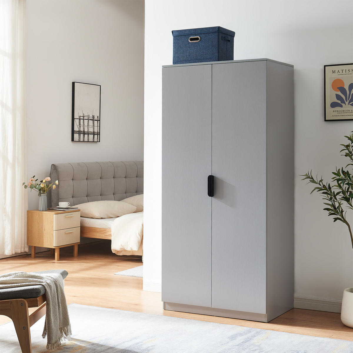 KLEIDERSCHRANK Eiselfing - Grau, Holzwerkstoff (80/176/52cm) - [en.casa]