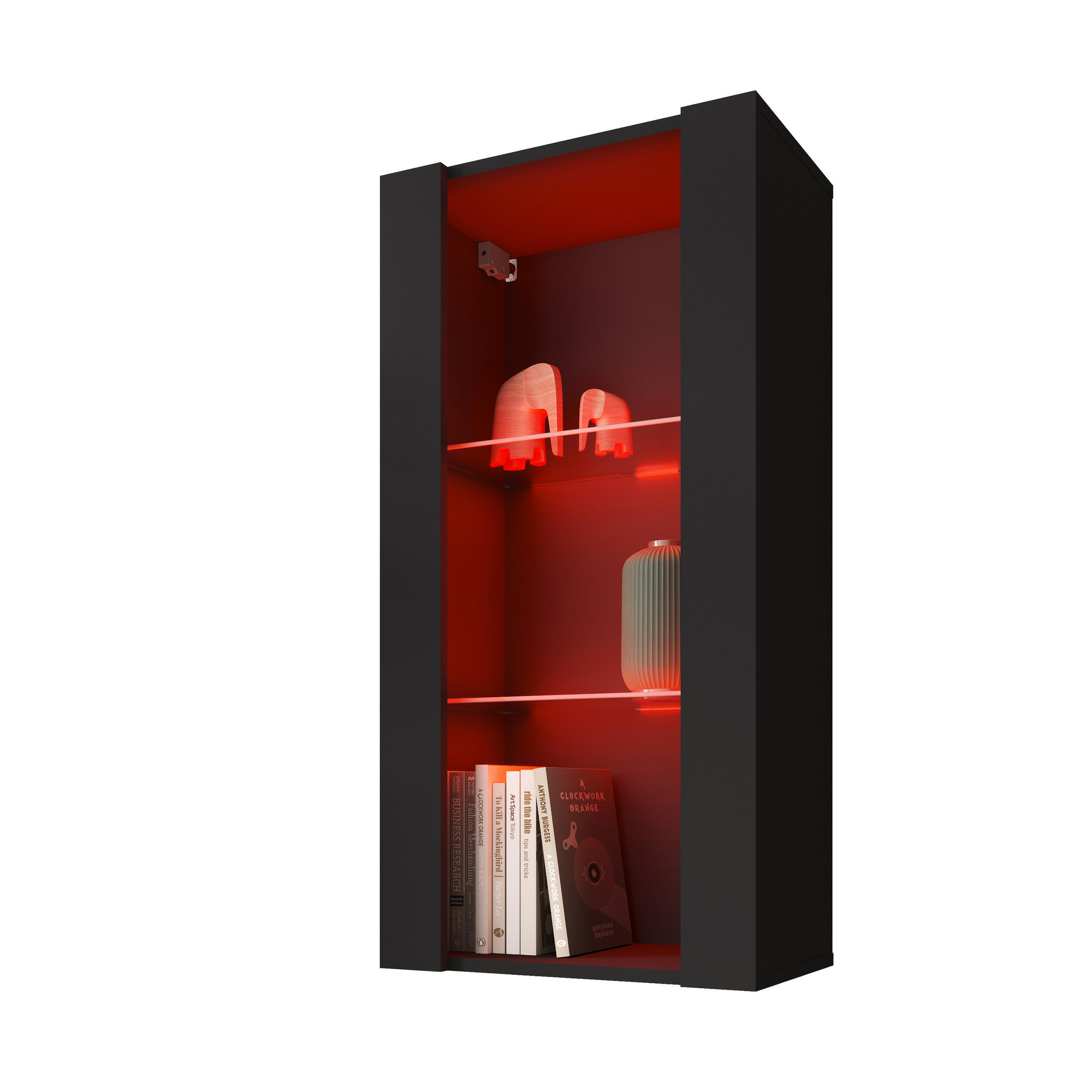 HÄNGEVITRINE TIVOLI Vertical 100, Schwarz, LED Mehrfarbige - Schwarz, Glas/Holzwerkstoff (50/100/29.5cm) - Komodee