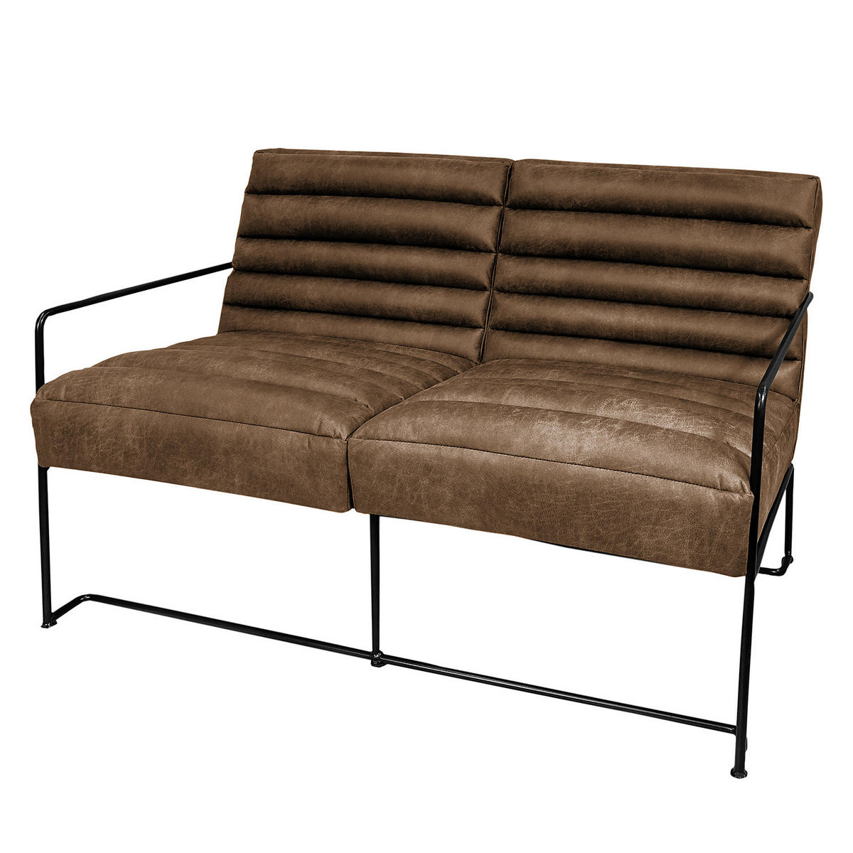 POLSTERGARNITUR (3-2-1) - Antiklederlook - Grau, Textil (1/1/1cm) - home24