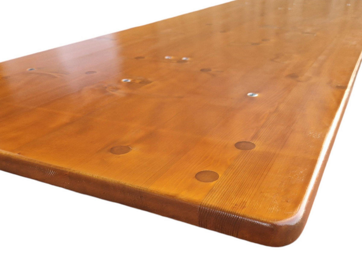 BIERZELTGARNITUR ALPENFEST PRO Premium Qualität Mit Rückenlehne 77x220x80cm Fichtenholz - Eichefarben, Holz - CHEFGASTRO