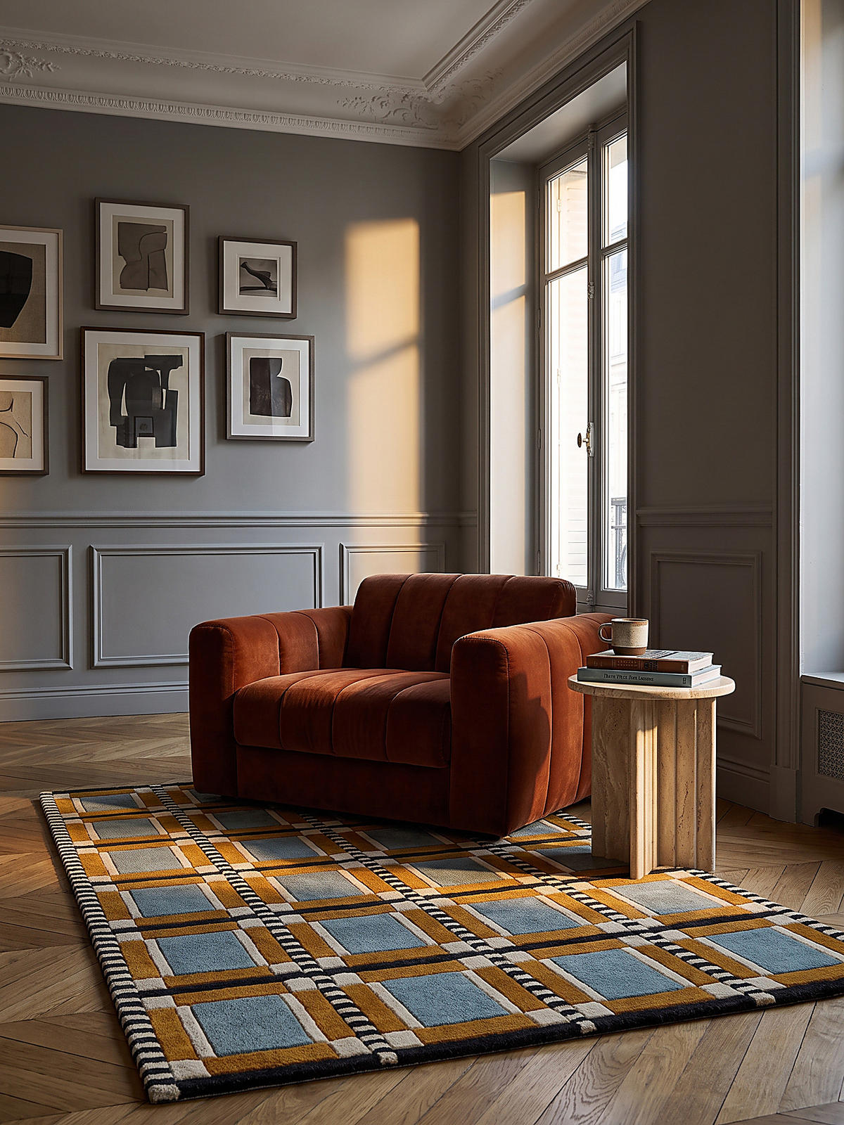 WOLLTEPPICH handgetuftet ORRIN, Fensterkaro-Raster, Multi, 140 x 200 cm - Multicolor, Textil (140/200cm) - KADIMA DESIGN