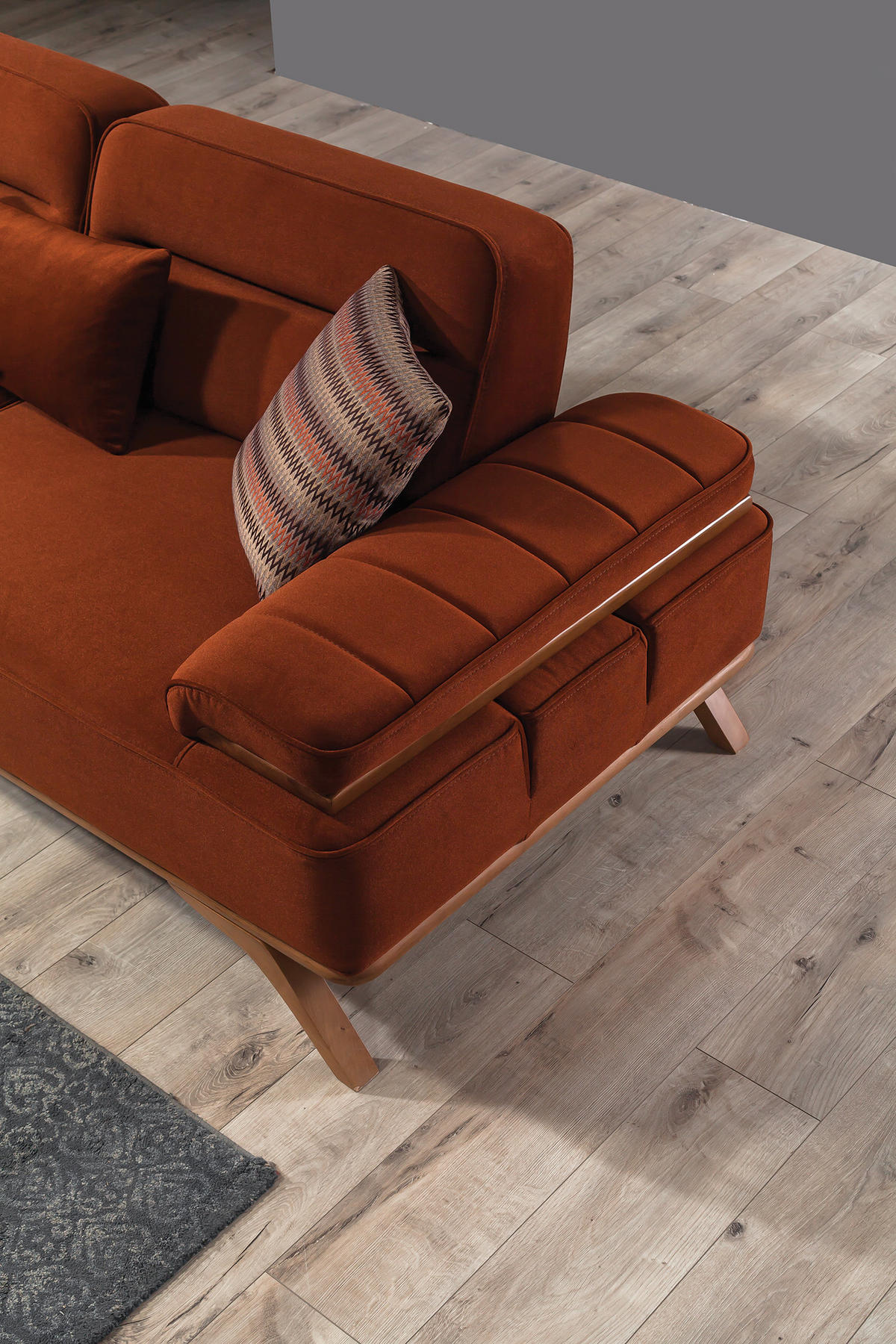 SOFA Andorra 2-Sitzer Samt Terracotta - Terracotta, Textil (200/85/95cm) - Villa Möbel