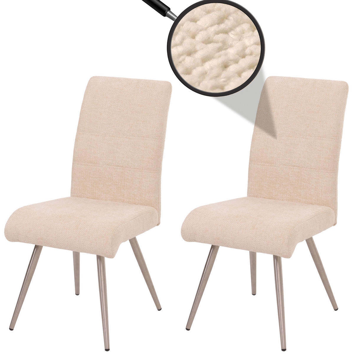 ESSZIMMERSTUHL Cremeweiß 2er-Set - Weiß, Textil (68/97/64cm) - MCW