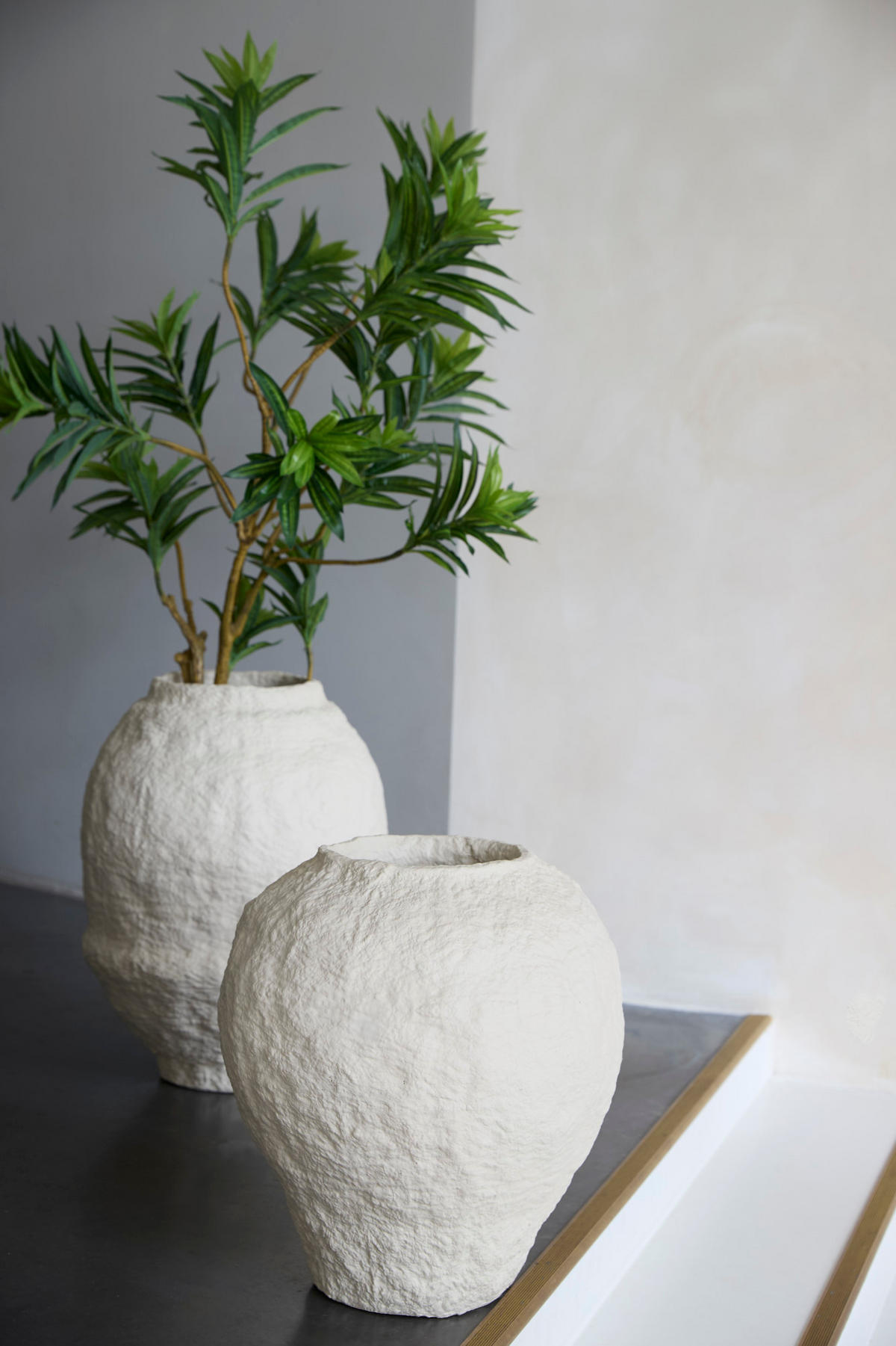 VASE Pantoja Weiß Ø45/50 cm - Weiß, Kunststoff (50cm) - Light & Living