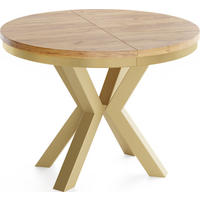 ESSTISCH Clara Gold runder ausziehbarer, Craft Eiche 100-180/100/76 cm - Eiche Wotan/Goldfarben, Holzwerkstoff/Metall (100/100/76cm) - WFL GROUP