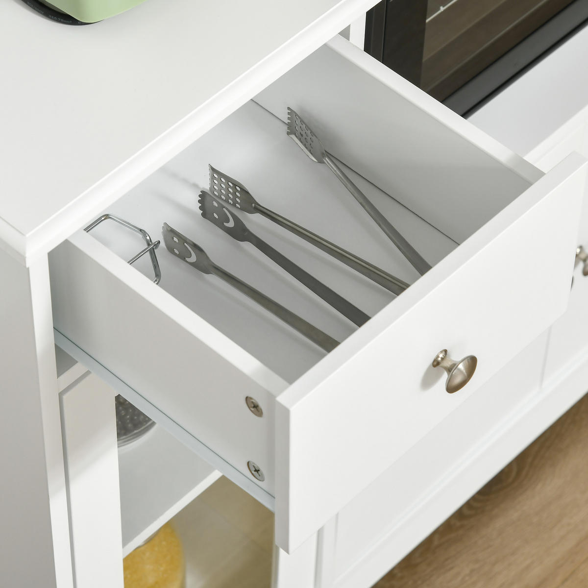 MIKROWELLENUNTERSCHRANK DE-11010 2 Glastüren Weiß - Weiß, Holzwerkstoff (40/82/90cm) - ComfortXL