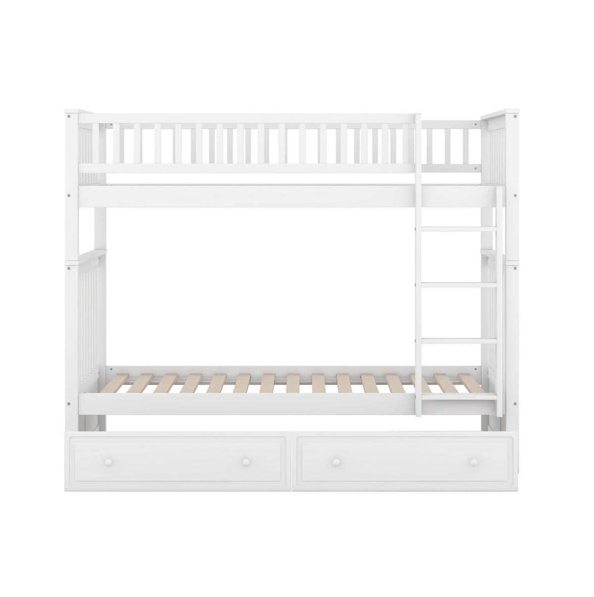 KATNI krevet od borovine 90x200 cm bijela, pretvara se u 2 kreveta s 2 ladice - bijela, drvni materijal (140/200cm) - Modfu