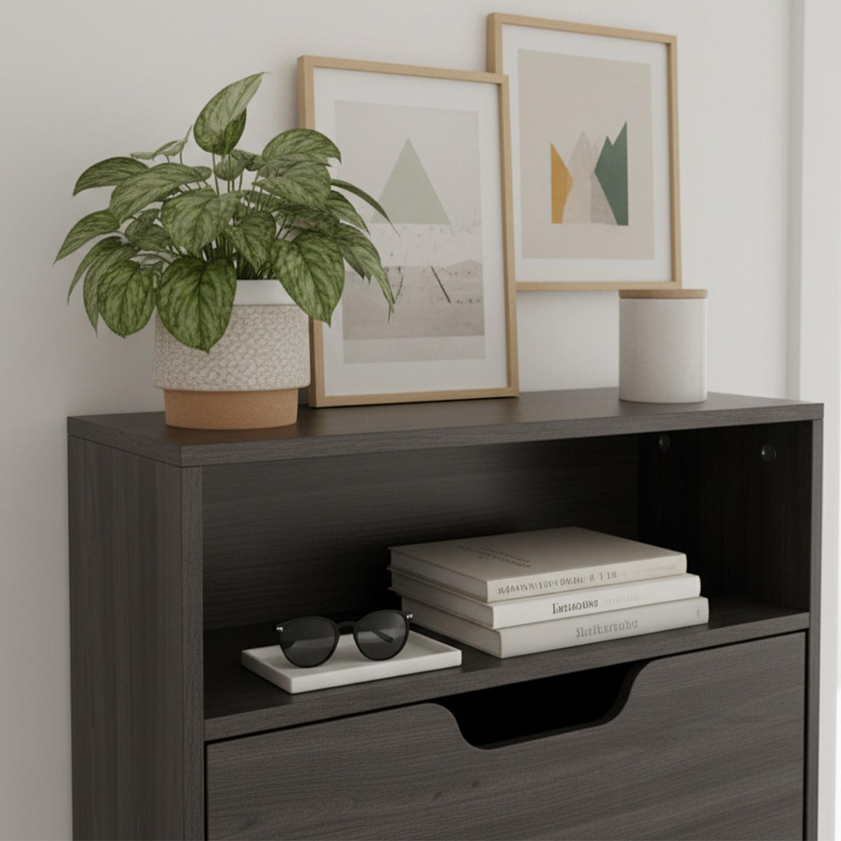 SCHUHSCHRANK - Grau, Holzwerkstoff/Kunststoff (80/140/24cm) - Relaxdays