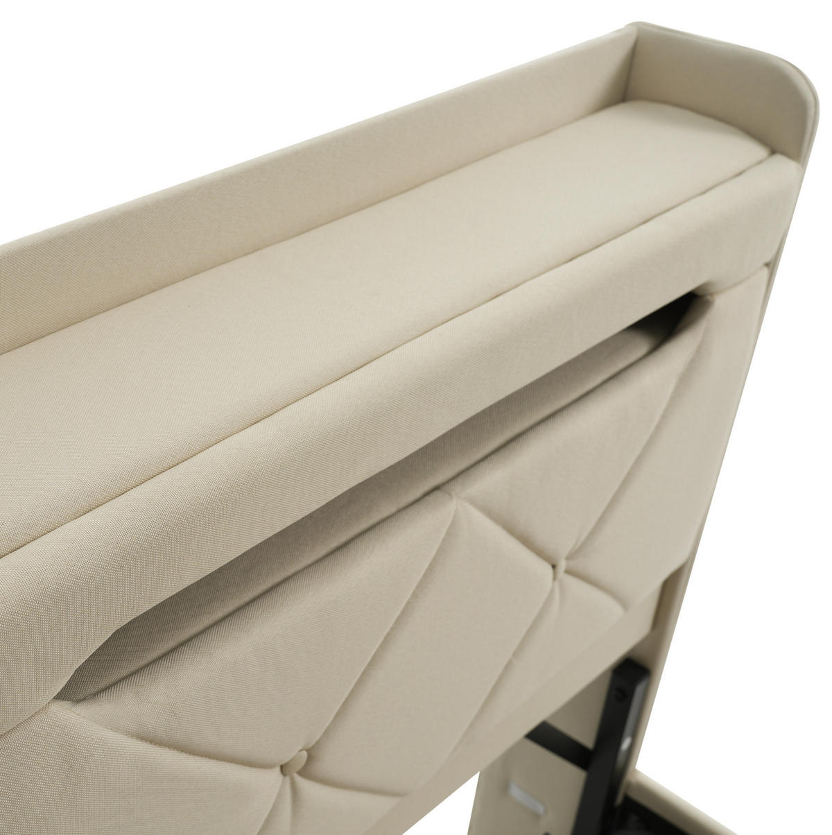 POLSTERBETT aus Leinen 140x200 cm Beige mit Bettkasten, LED-Beleuchtung und USB-C-Anschluss - Beige, Textil (140/200cm) - IVMEU