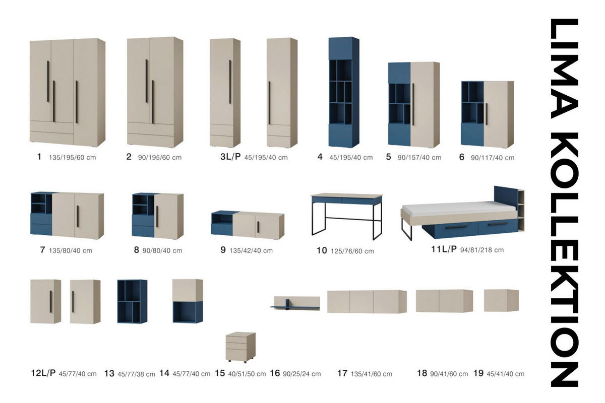 SCHREIBTISCH LIMA 10 125/76/60 cm in Kaschmir/Meeresblau - Kaschmir/Blau, Holzwerkstoff (125/76/60cm) - Deine Möbel 24
