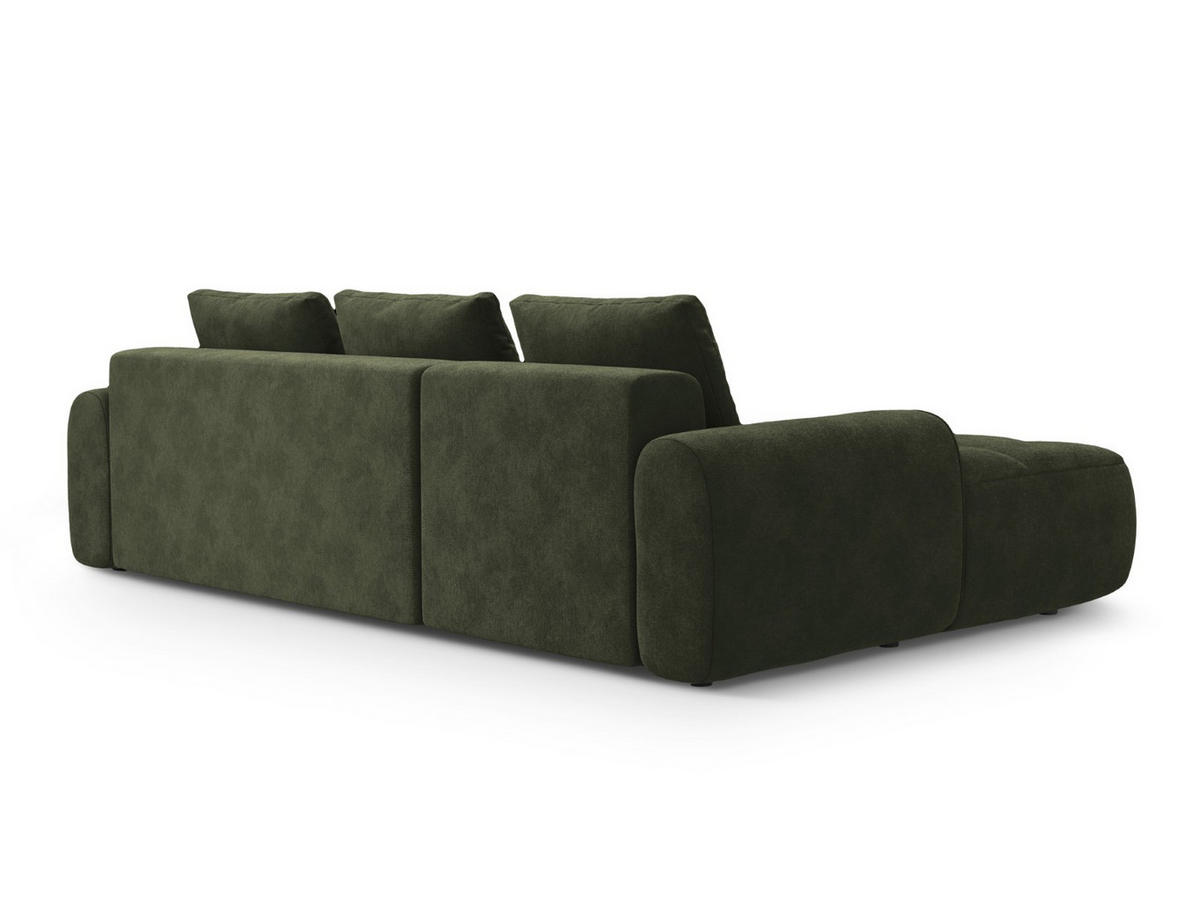 AUSKLAPPBARES-ECKSOFA links mit Container Linz aus Samt grün 3 Sitzplätze - Grün, Textil (142/275cm) - Cosmopolitan Design